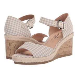 LifeStride Gingham Espadrille Wedge Sandal